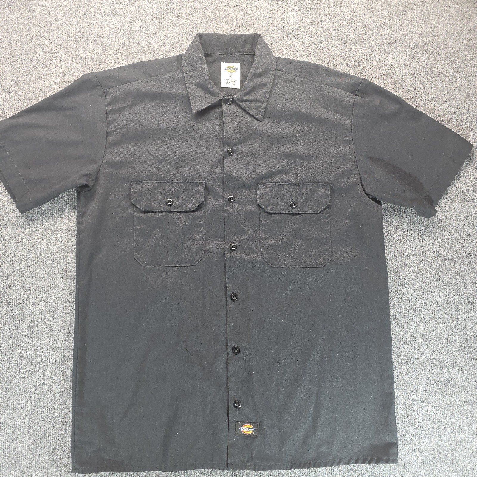 Dickies 1574 Black Short Sleeve Work Shirt Men’s Medium Button Up Dual Pocket