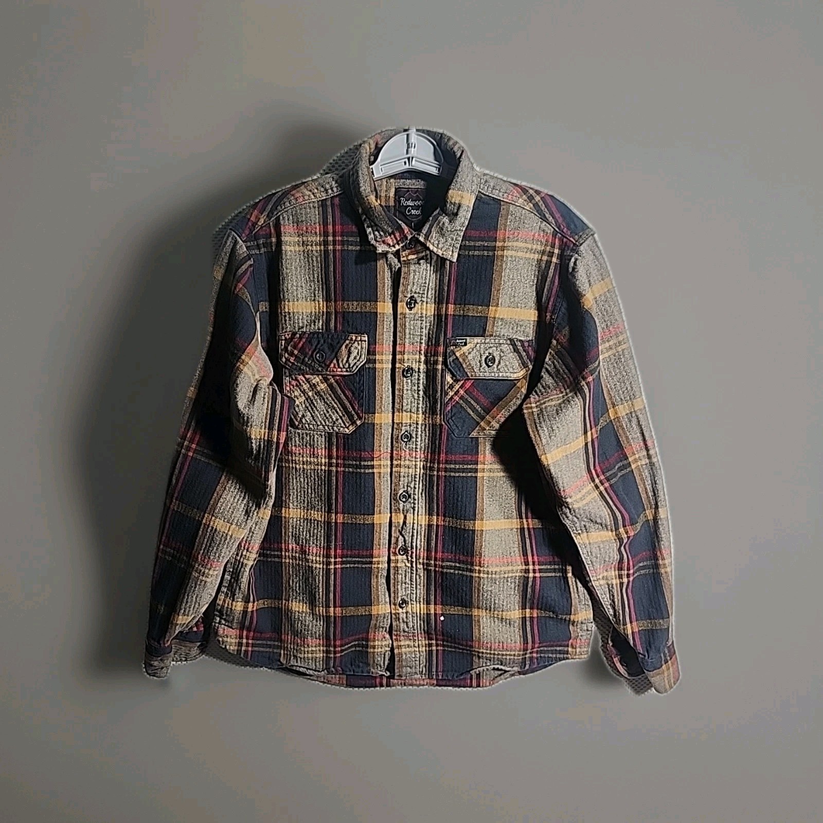 Redwood Creek Shirt Men’s Large Flannel Button Up Plaid Shacket Cotton Western