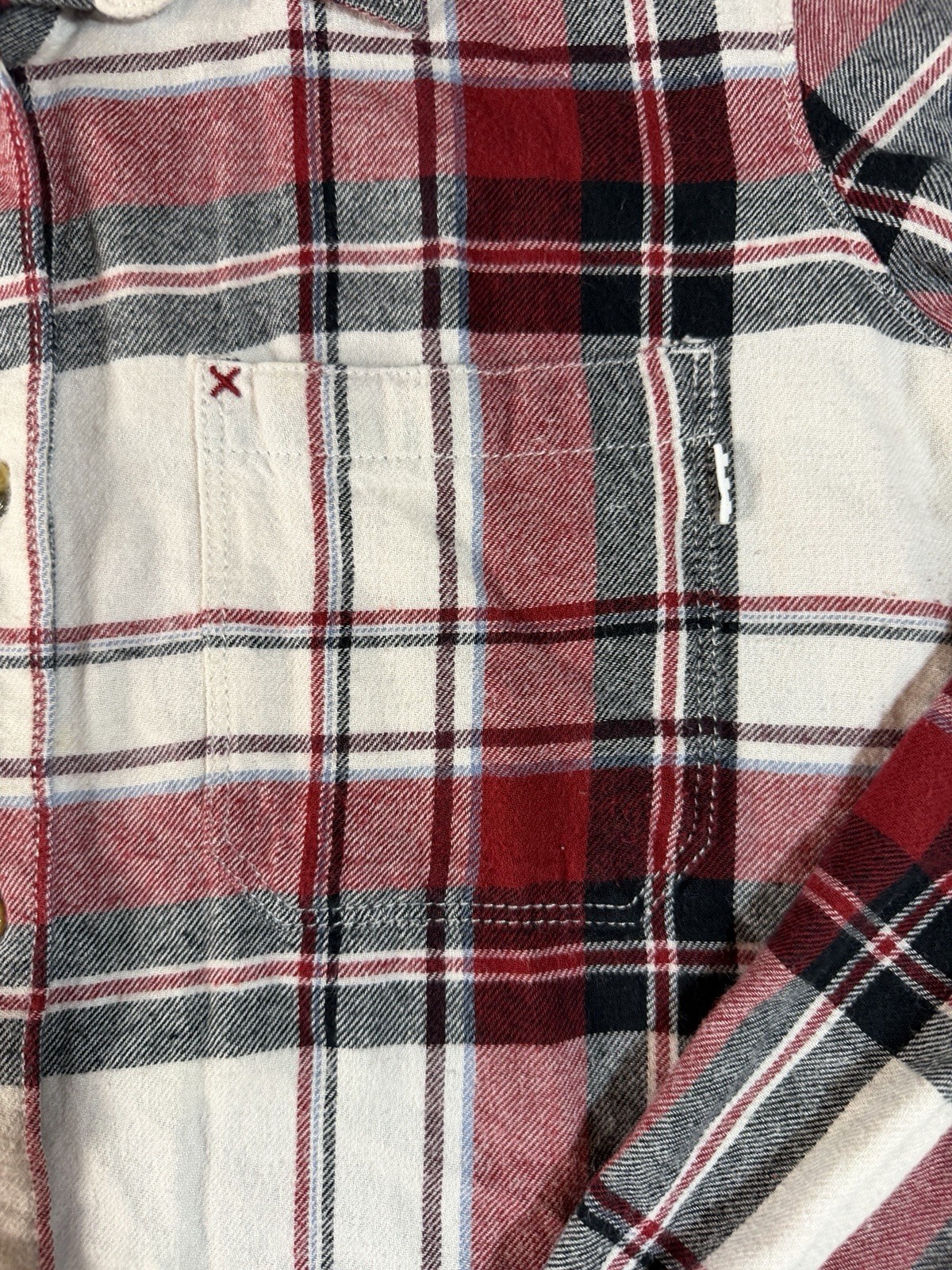VANS Men’s M Red/White/Black/Gray Plaid Flannel Button-Up Shirt LS Pockets