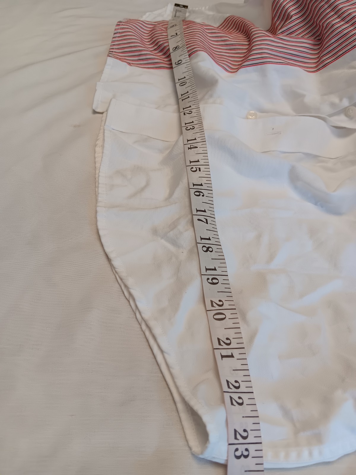 Sean John Men’s XL White Red Gray Striped Cotton Long Sleeve Button-Up, Tailored