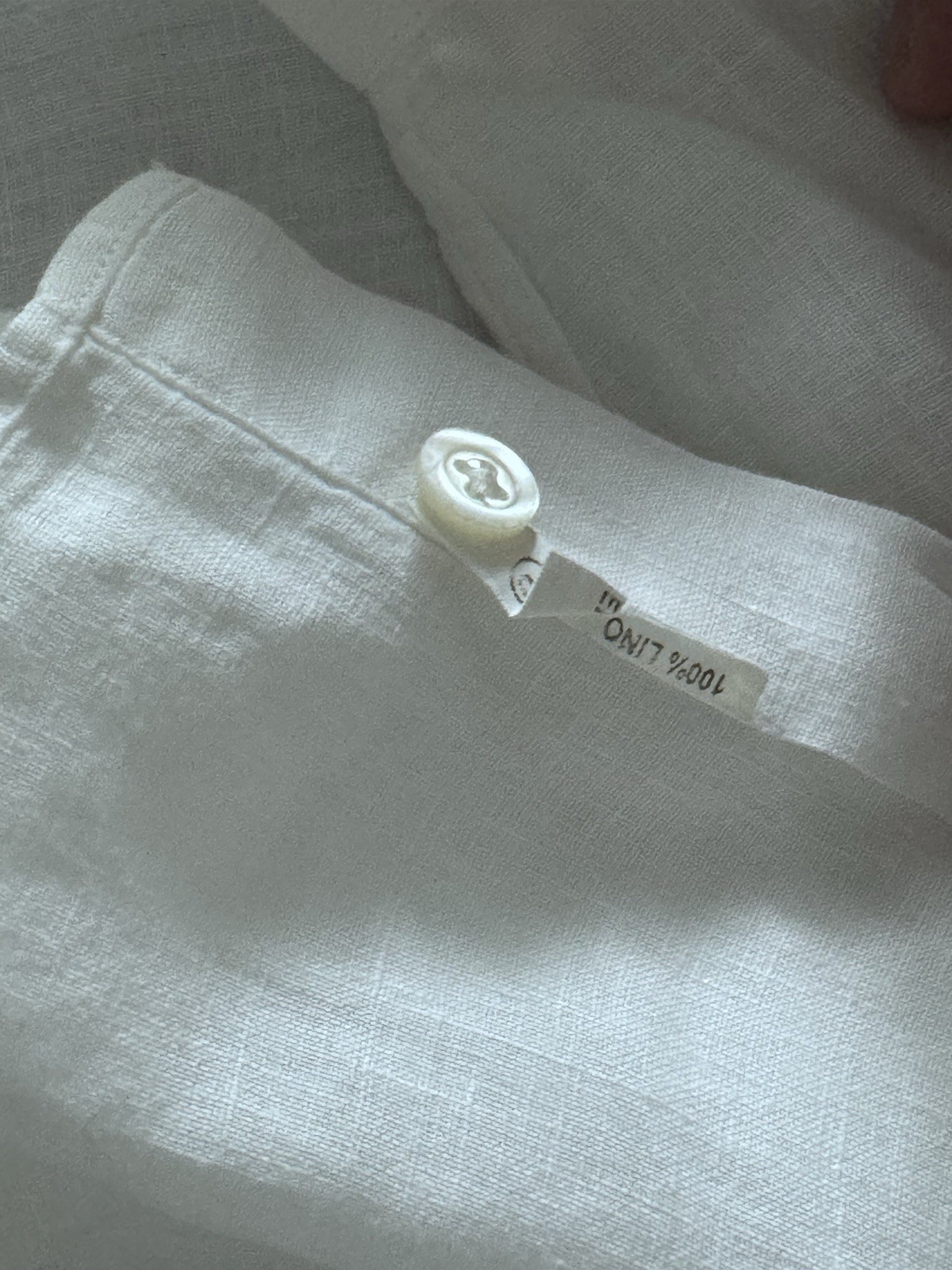 Moreschi Men’s Long Sleeve White Shirt 100% Linen Made in Italy Size 17.5/EU 44