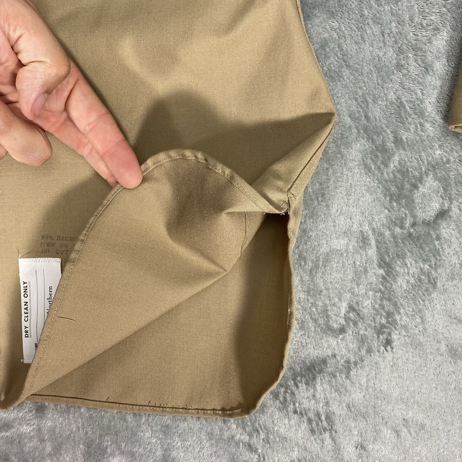 Vintage Military Shirt Mens Size L Tan 70s Wool Dacron USMC Button Up Union Made
