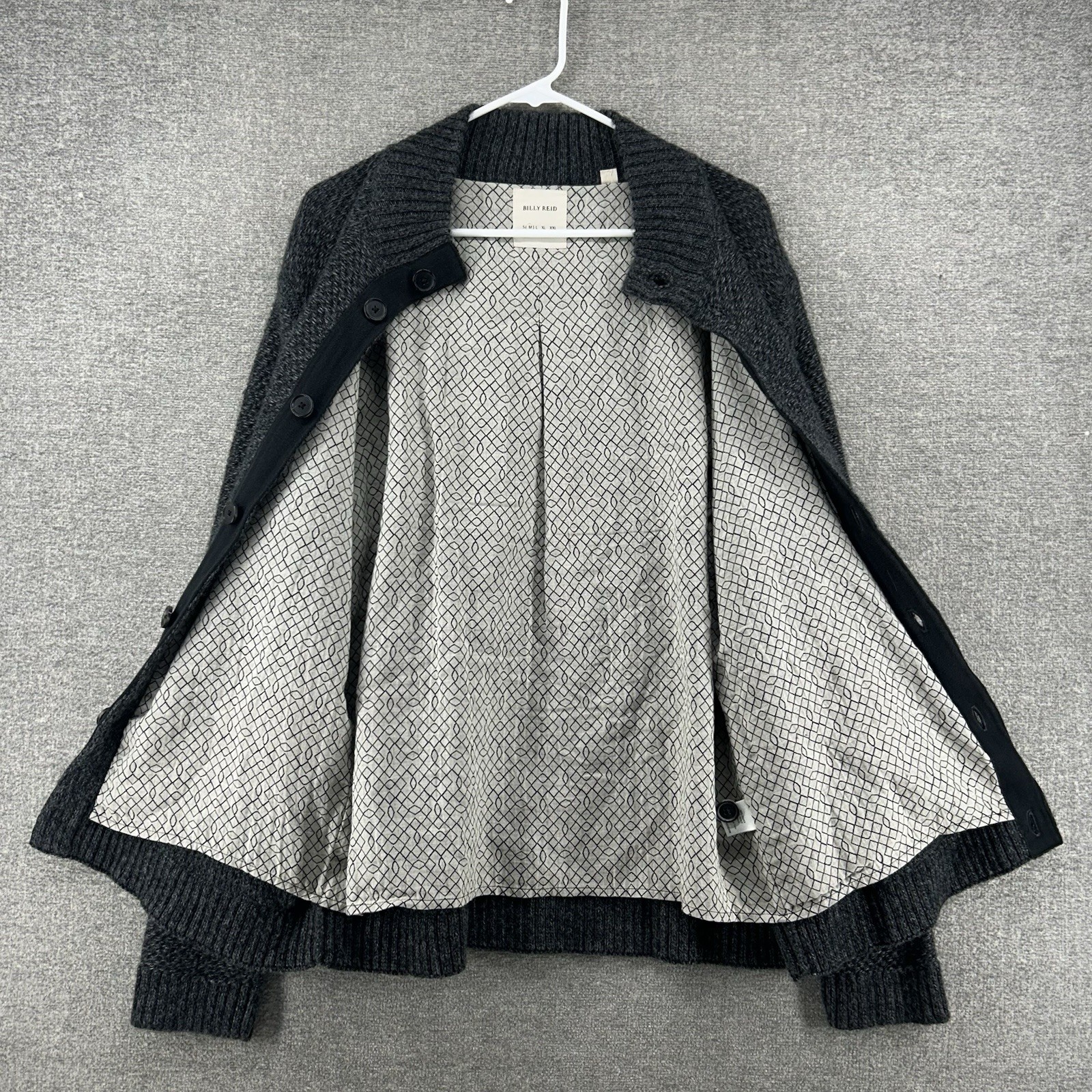 Billy Reid Cadigan Men Size Medium Gray Heavyweight Knit Winter Button Alpaca