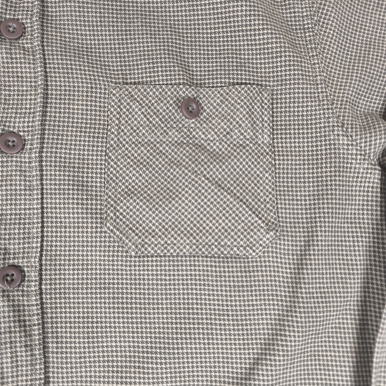 Wrangler Authentics Shirt Mens Large Brown Houndstooth Check Long Sleeve Cotton