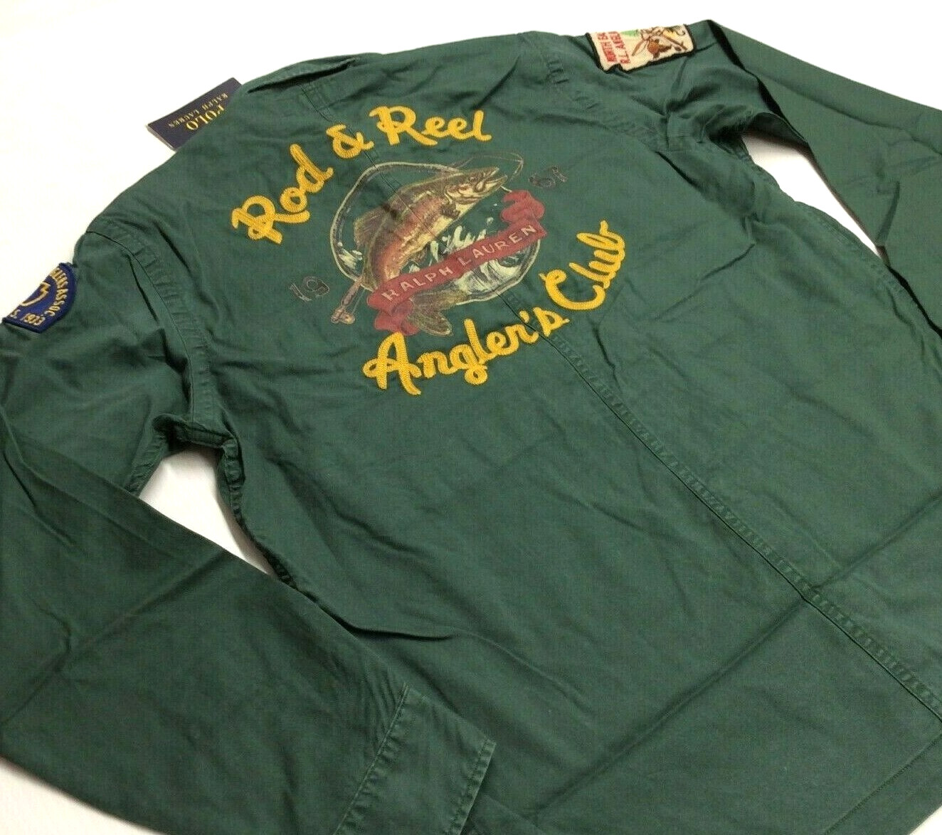 Polo Ralph Lauren VTG Retro Sportsman Fishing Rod Reel Hunting Shooting Shirt S