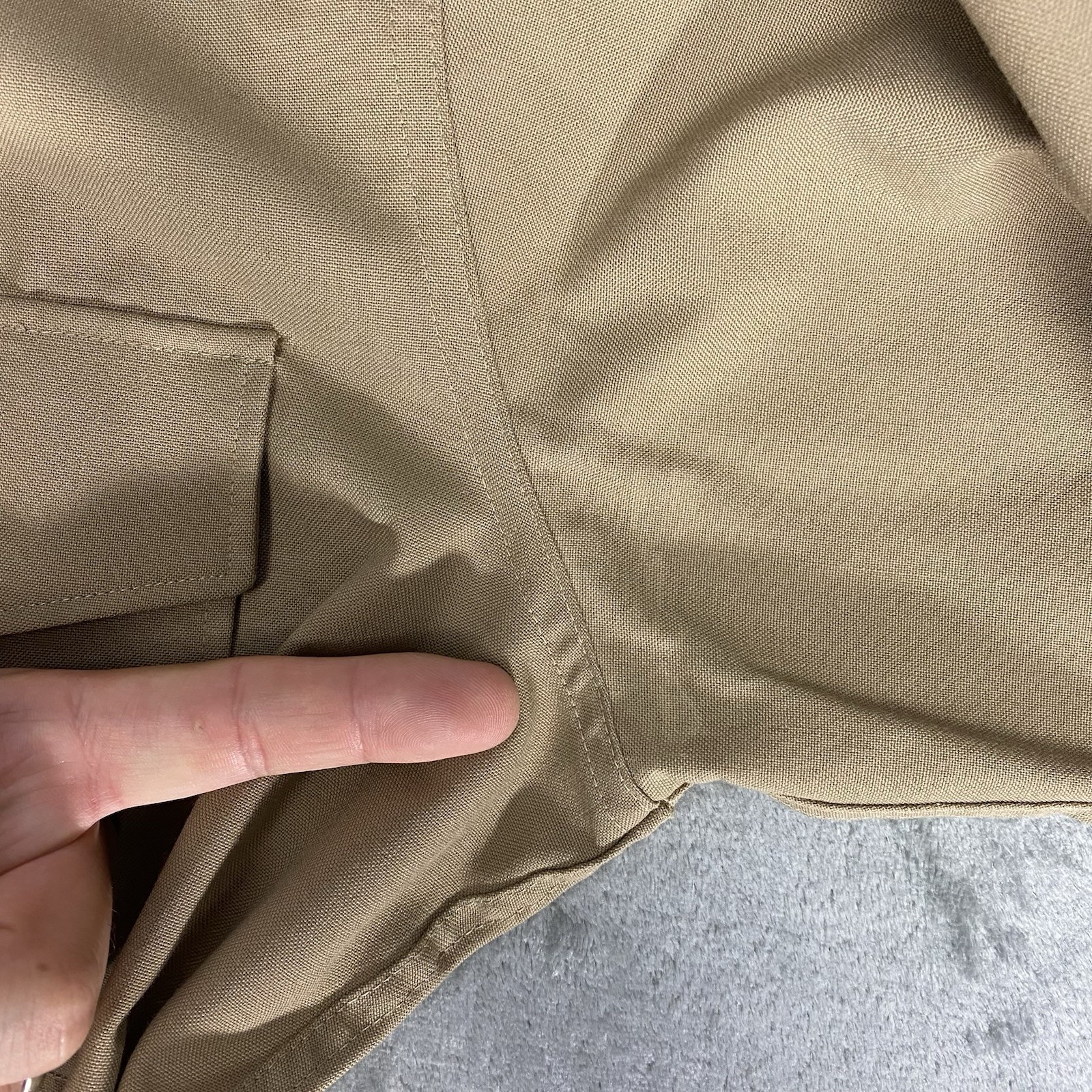 Vintage Military Shirt Mens Size L Tan 70s Wool Dacron USMC Button Up Union Made