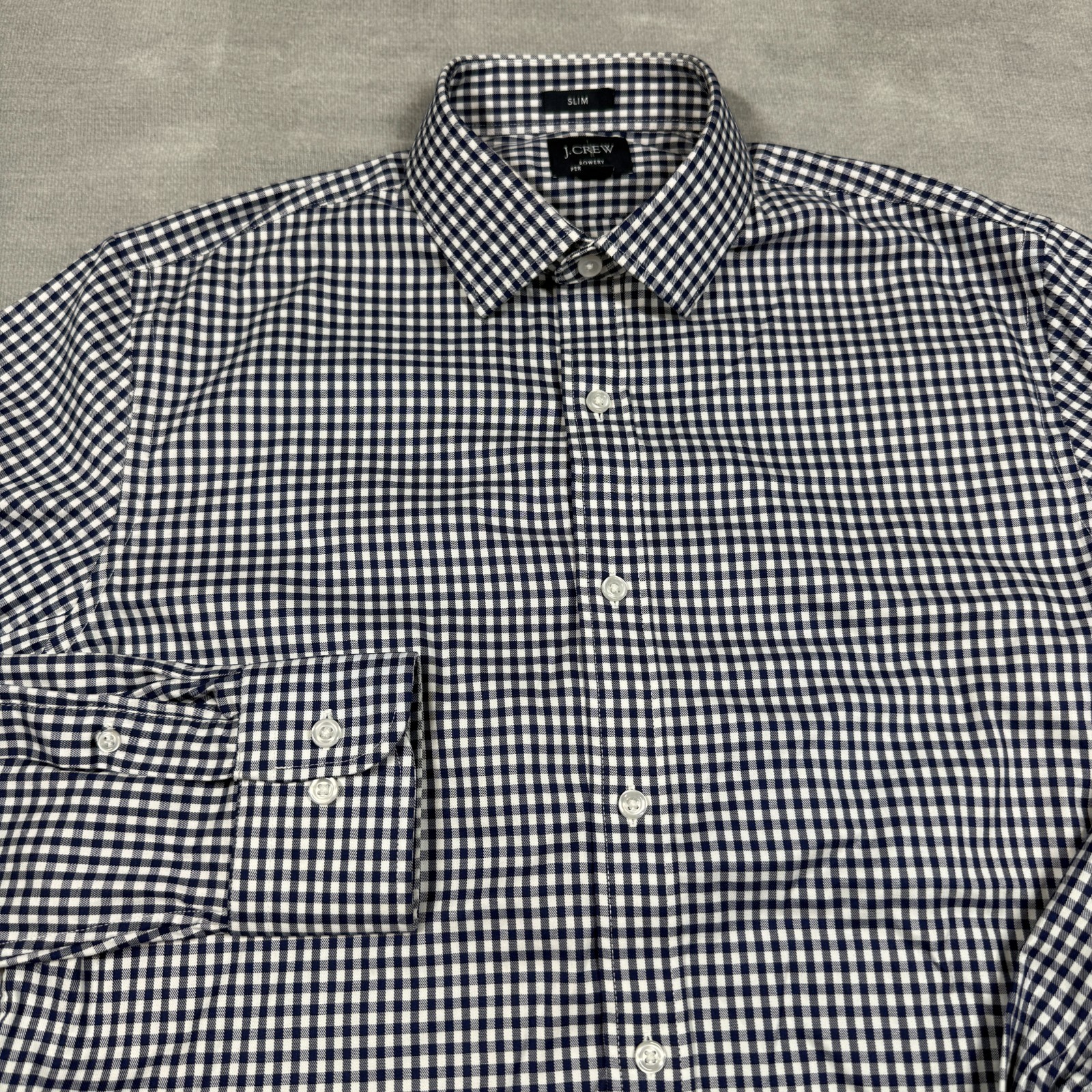 J. Crew Shirt Men’s Medium Performance Blue Slim Bowery Stretch Gingham Check