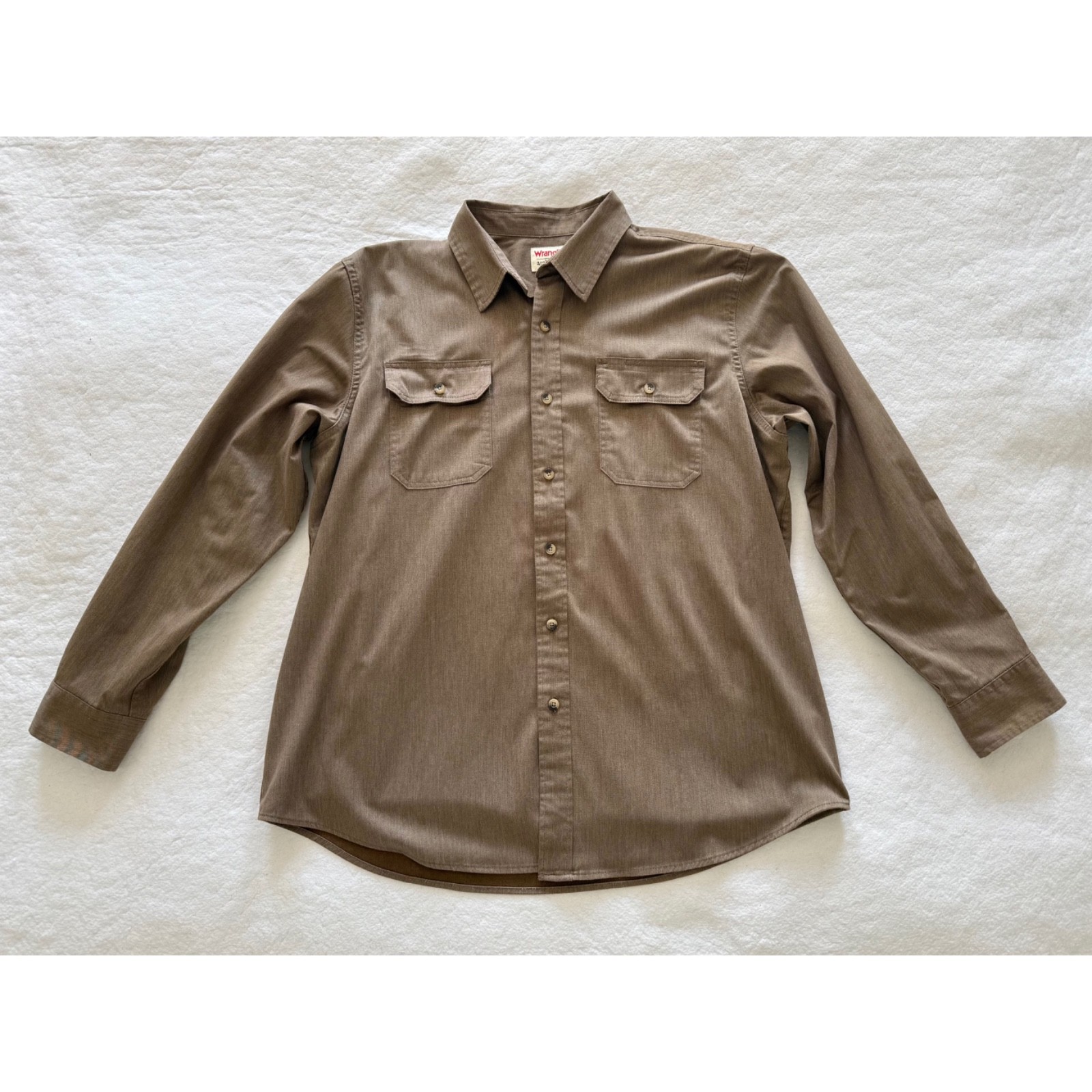 Wrangler Authentics Men’s XL Shirt Brown Long Sleeve Button-Up Western