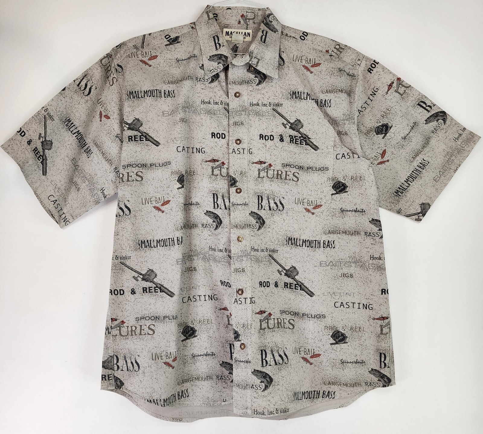 Magellan Shirt Mens Large Gray Casual Dadcore Outdoor Fishing Sportswear