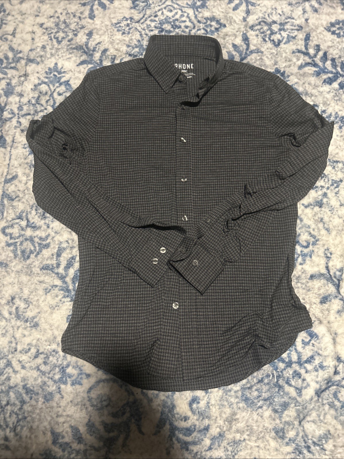 Rhone Commuter Shirt Mens Small Grey Stretch Button Fine Italian Fabric