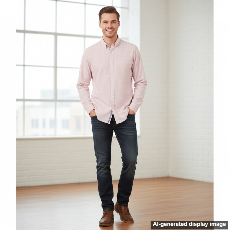 Abercrombie & Fitch Mens Large Pink White Check Button Cuff Shirt NWOT Cotton