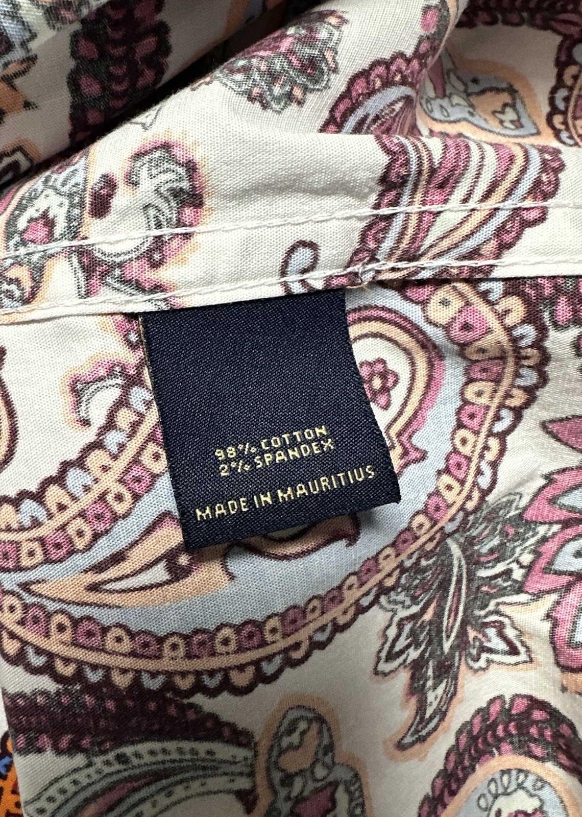 Cremieux Premium Denim Men Shirt XLT Button Short Sleeve Cotton Paisley Pink