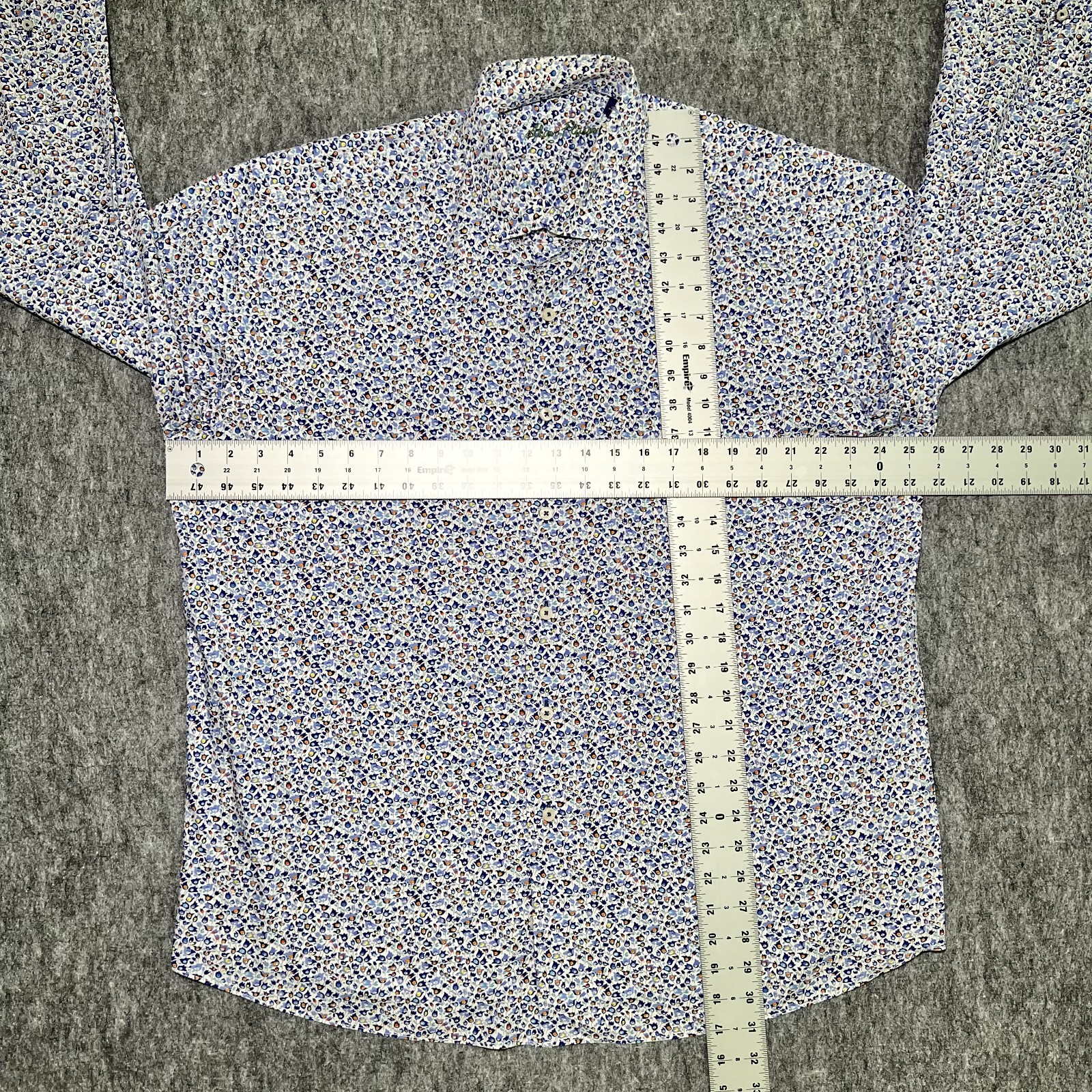 Alan Flusser Multicolor Floral Button Up Shirt Men XL Vibrant Colorful Flowers