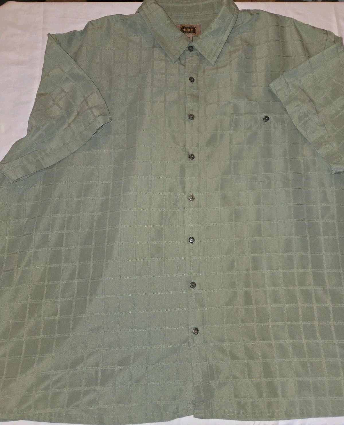 The Foundry Supply Co. Men’s 3XL Button Down Short Sleeve Shirt Green