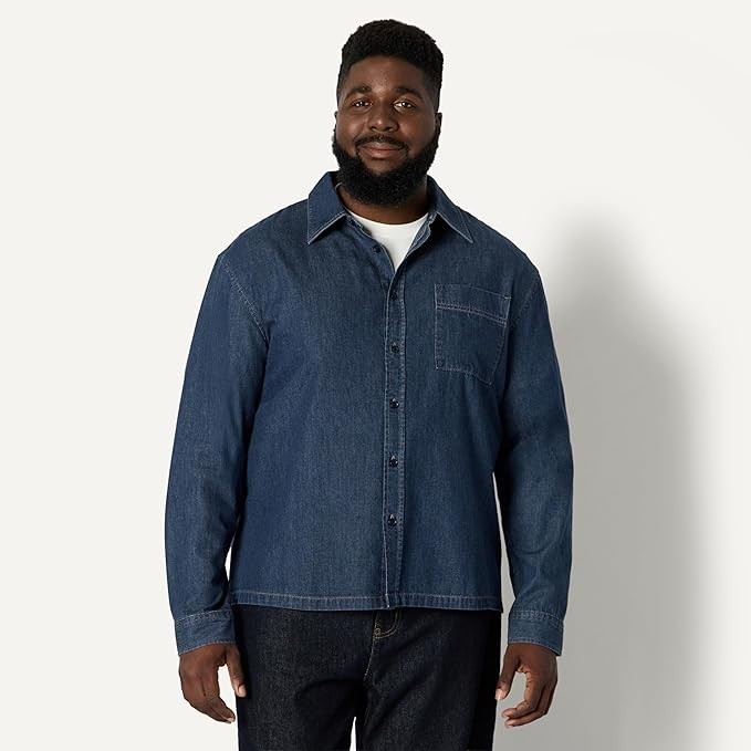 AMAZON ESSENTIALS MEN’S MODERN OVERSIZED-FIT DENIM BUTTON-DOWN SHIRT XX-Large