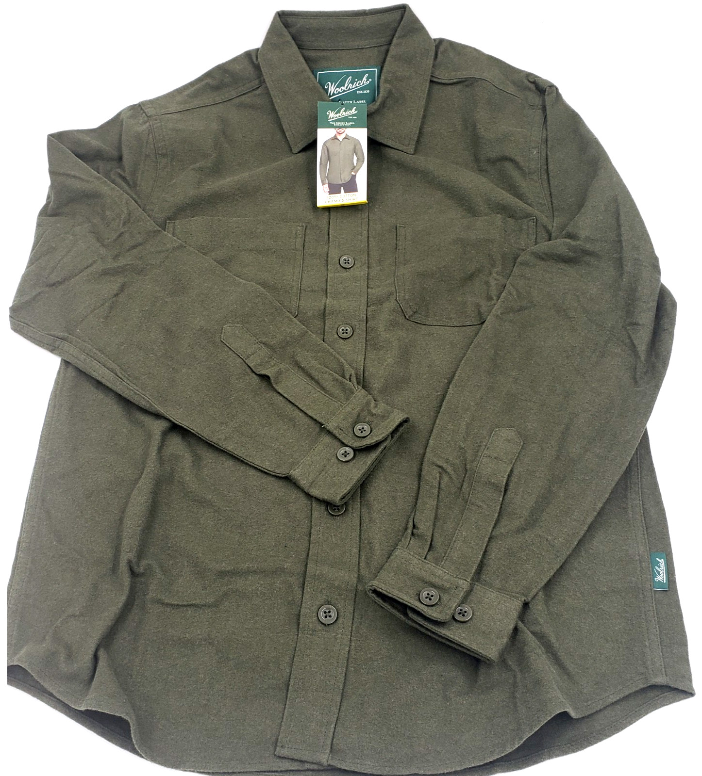 Woolrich MENS GREEN LABEL CHAMOIS LONG SLEEVE BUTTON UP SHIRT 100% COTTON CHOOSE