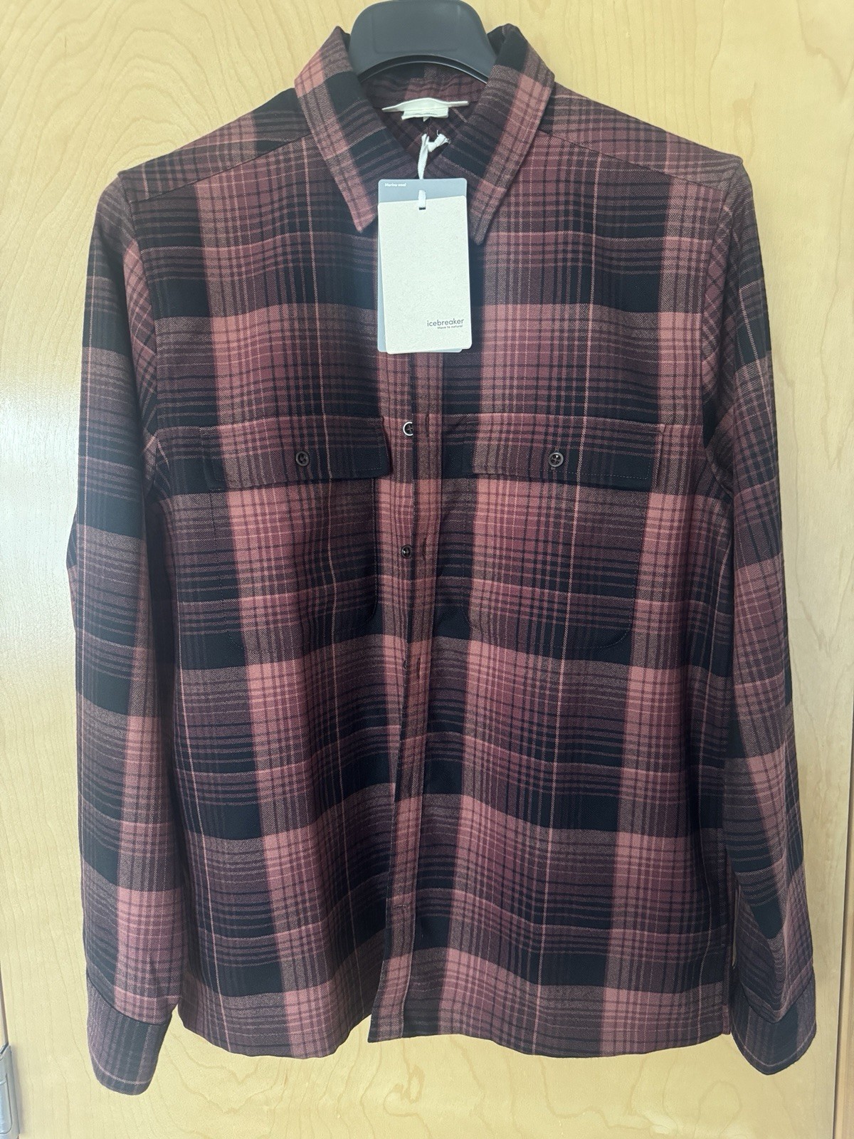 Icebreaker Flannel Shirt Dawnder Merino 200 Long Sleeve Multi Plaid Mens Medium