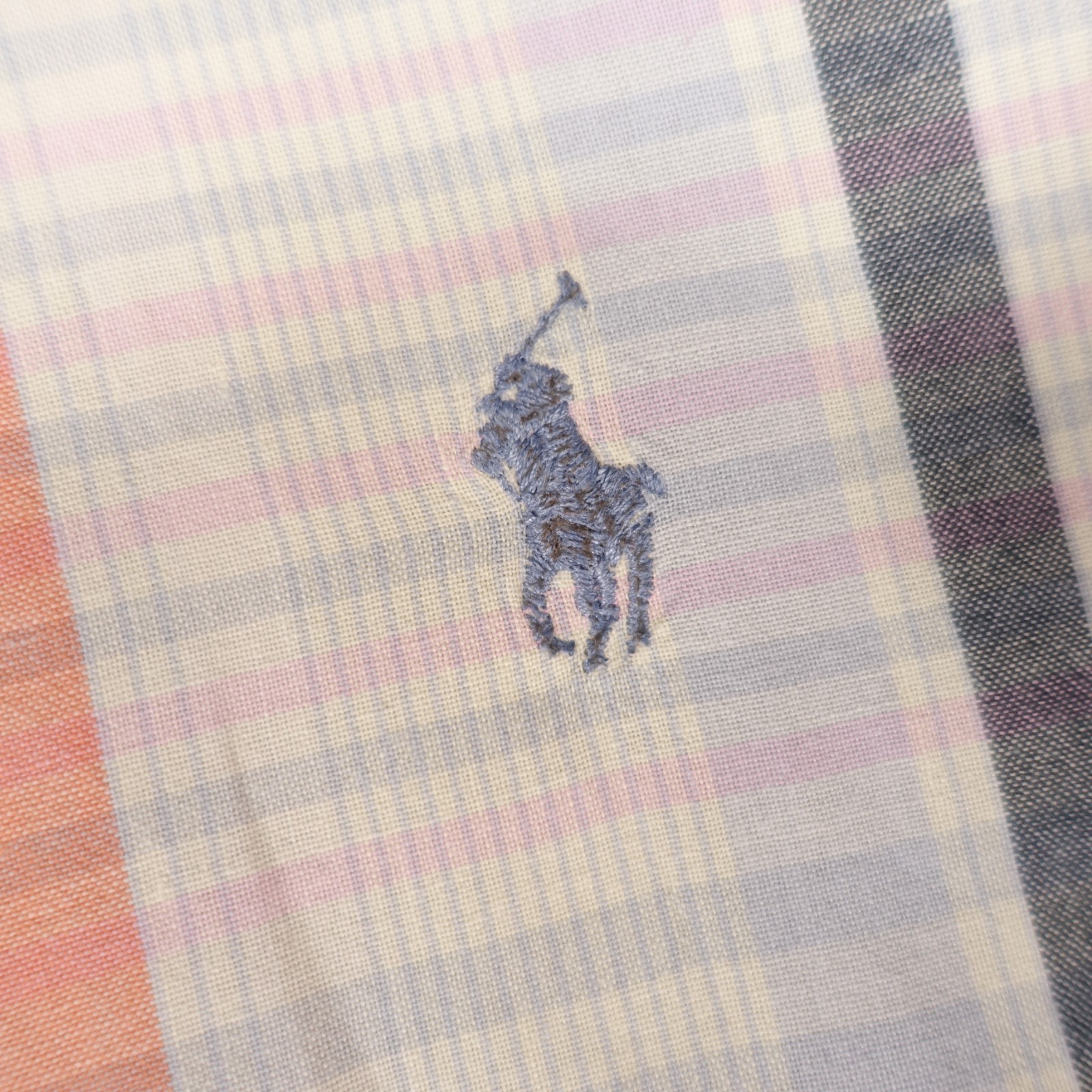 Vtg Polo Ralph Lauren Shirt Men Medium Pink Green Beige Custom Pony Button Down