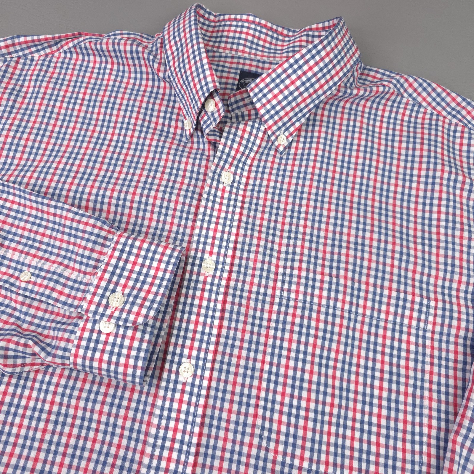 Brooks Brothers Shirt Mens 2XLT Red Blue Check Long Sleeve Non Iron Button Down