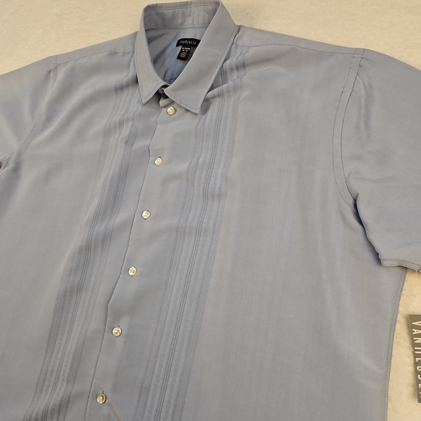 NWT Men’s VAN HEUSEN MICRO-SMOOTH HAWAIIAN STYLE SHIRT Size XXL 18-18 1/2 Blue