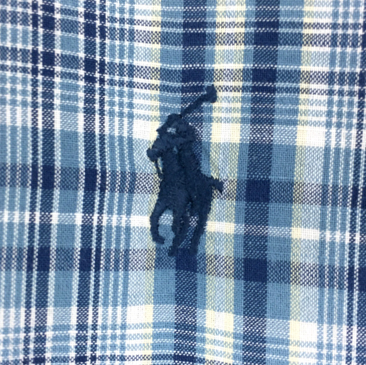 Ralph Lauren Mens Large (52 in Chest) Blue Gray Plaid Cotton ‘Blake’ Button Down