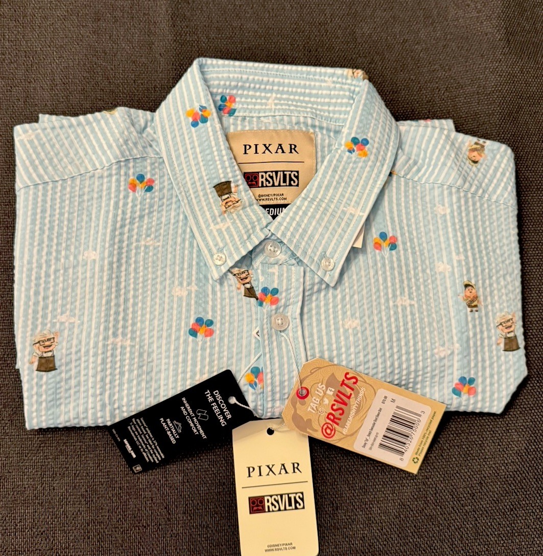 RSVLTS Pixar Up Carl Fredricksen Striped Button-Up Shirt Blue/White M