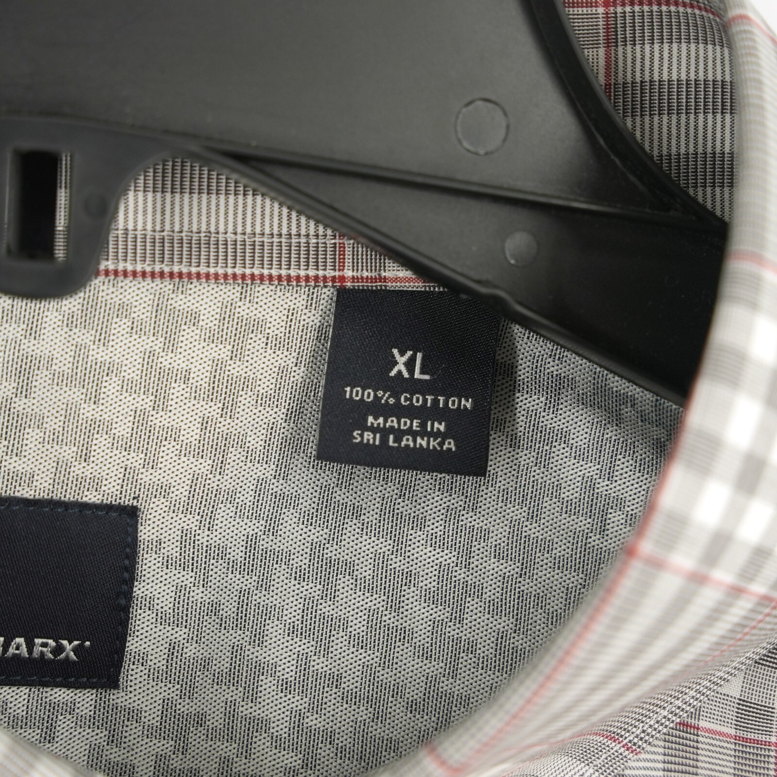 Hart Schaffner Marx Men’s Short-Sleeve Shirt XL Gray Red White Check NWT $89.50