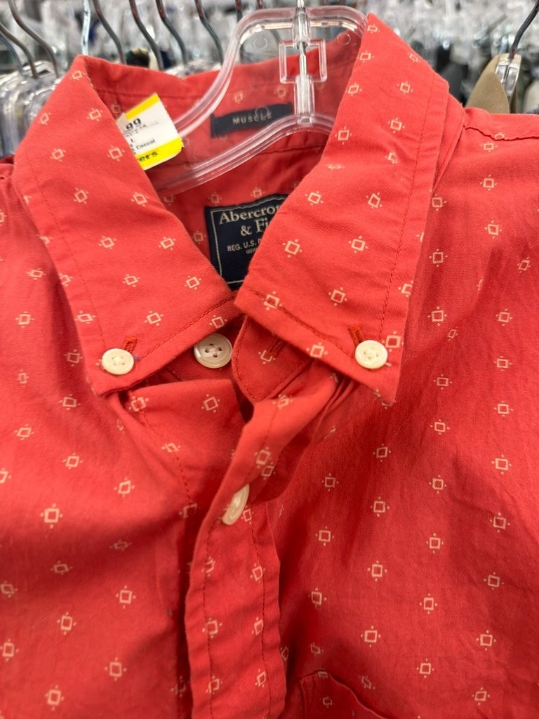 Abercrombie & Fitch Red Patterned Button-Up Shirt