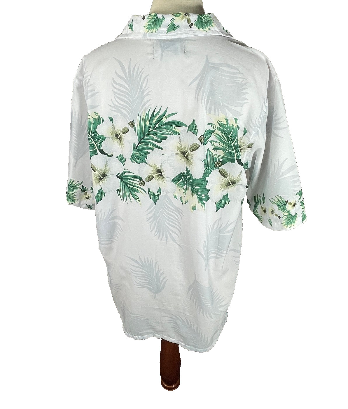 Dolphino Collection Mens Shirt Large Floral Leaves Side Slit Collared Hawaiian