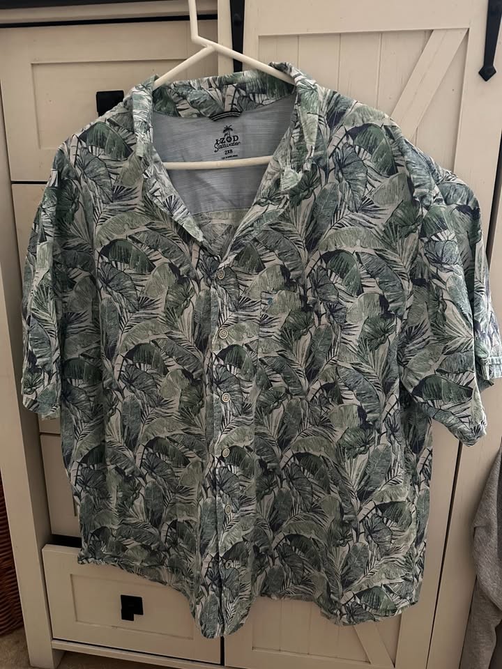 IZOD Saltwater Tropical Leaf Print Shirt Men’s 2XB Big & Tall