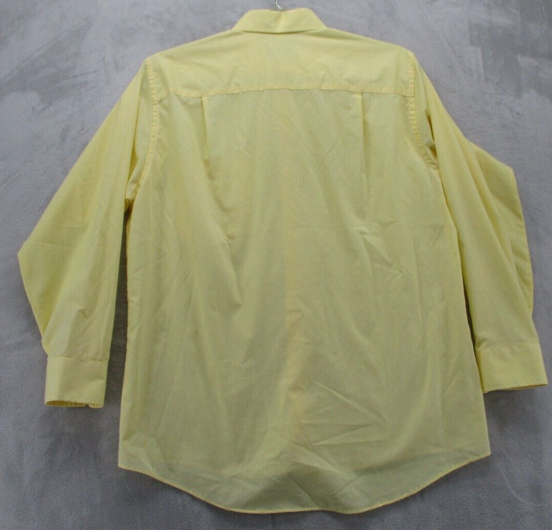 Geoffrey Beene Button Up Shirt Men’s L Yellow Solid Color Non-Iron Cotton Blend