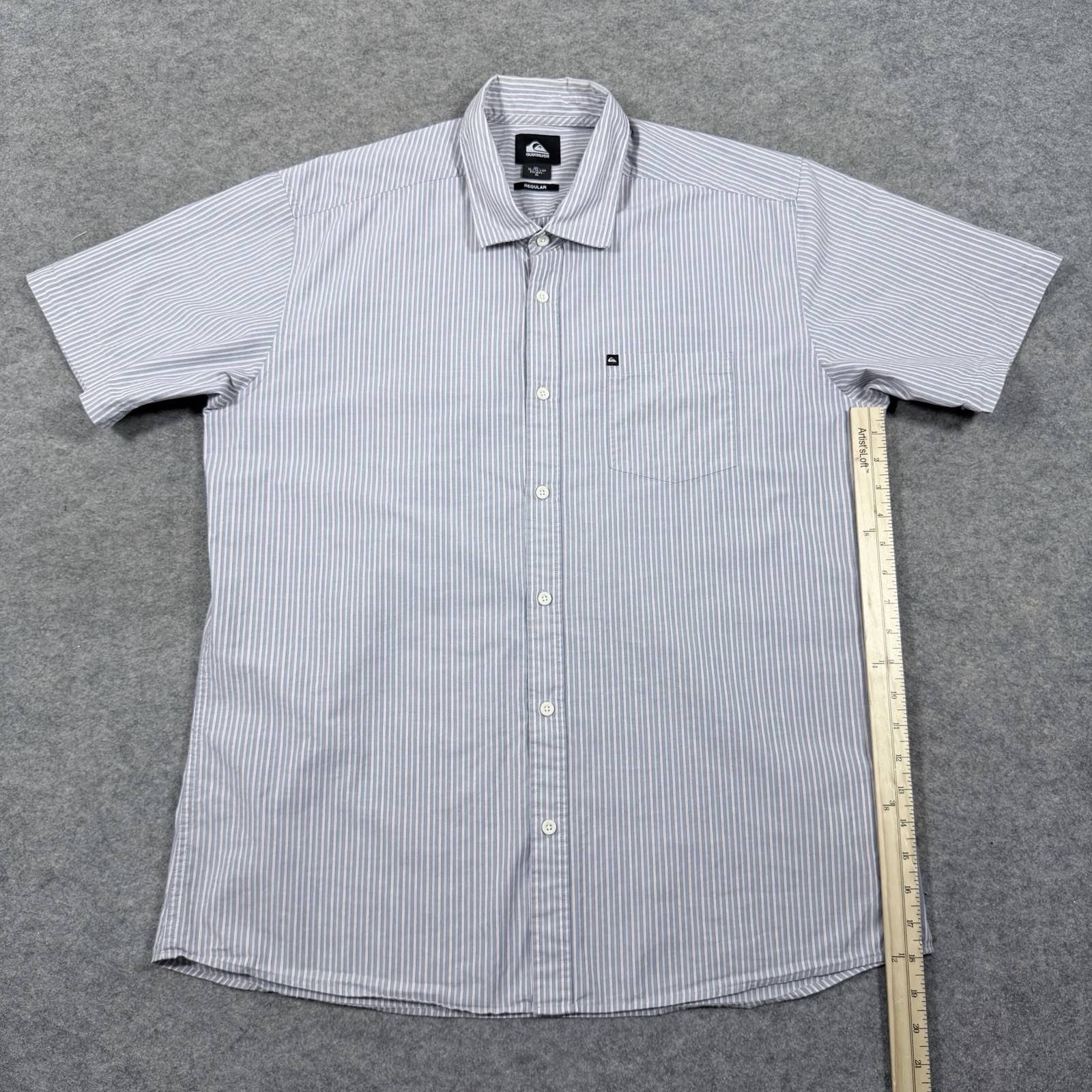 Quiksilver Regular Fit Button-Up Shirt Fits Men’s US Size XL Multicolors Stripes
