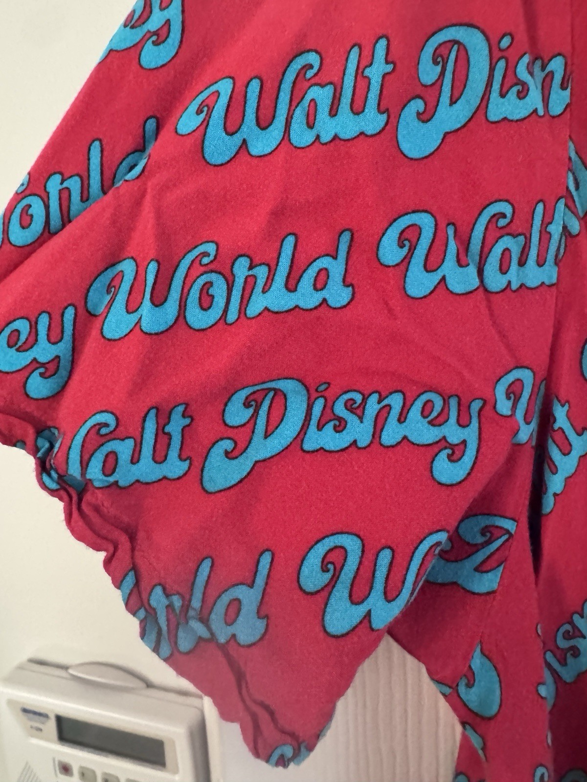 Disney Parks Walt Disney World Red All Over Logo Camp Button Up Shirt Men’s XXL
