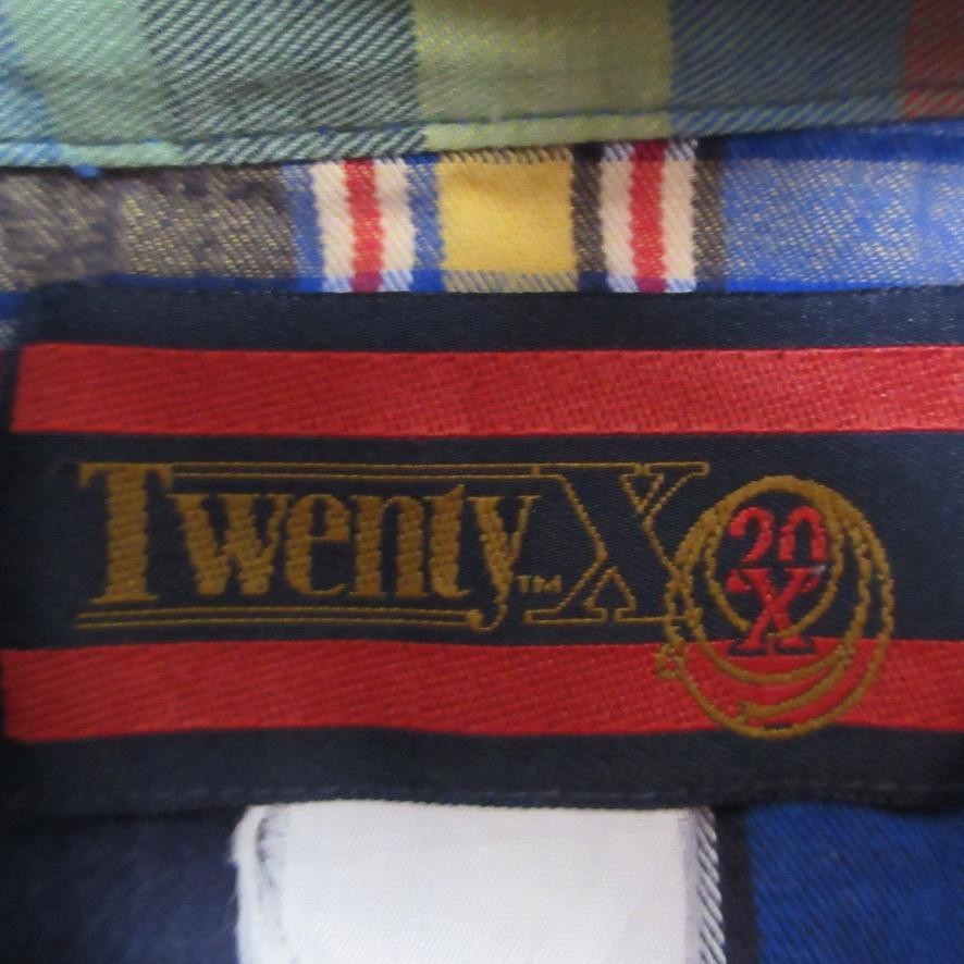Twenty X Plaid Shirt Mens XL Long Sleeve Blue Multicolor Button Front Pocket