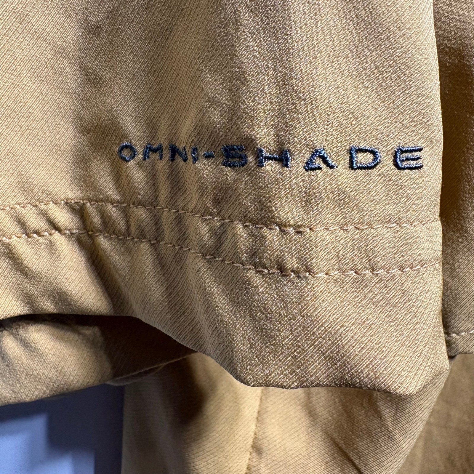 Columbia PFG Blood N Guts Shirt Mens Medium Tan Short Sleeve Fishing Omni-Shield