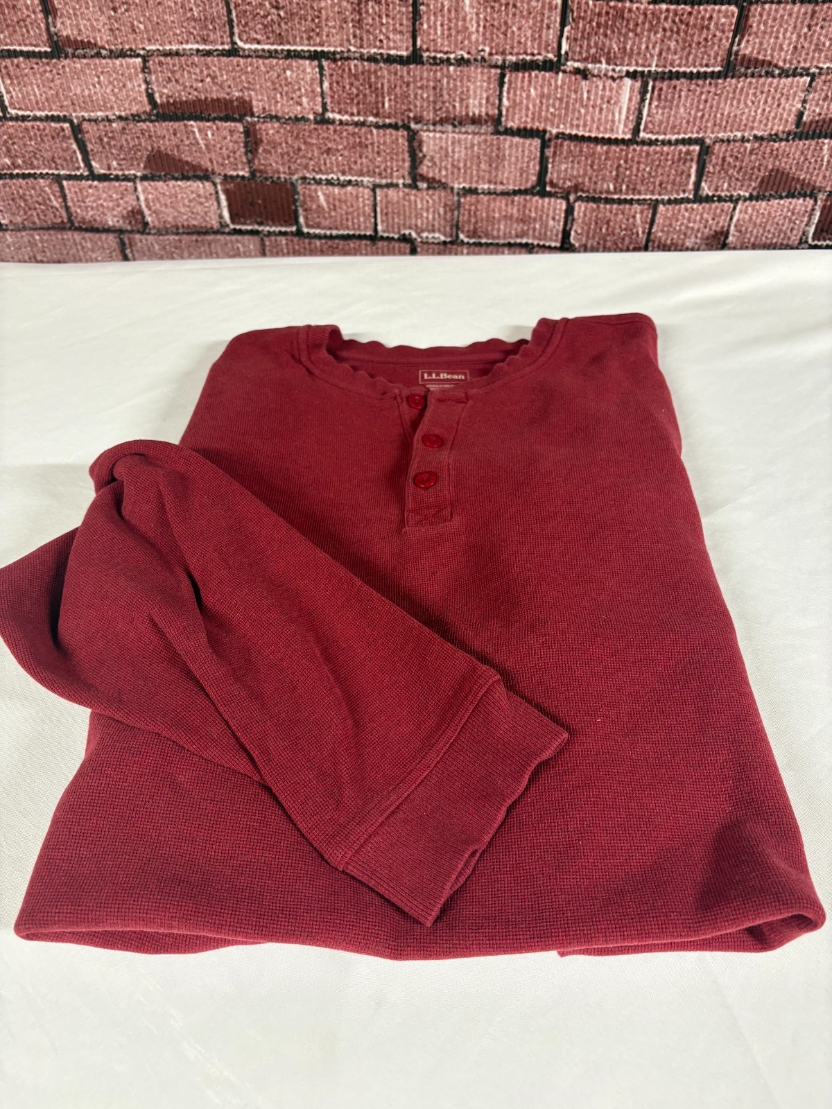 LL Bean Henley XXL-Reg Red Long Sleeve