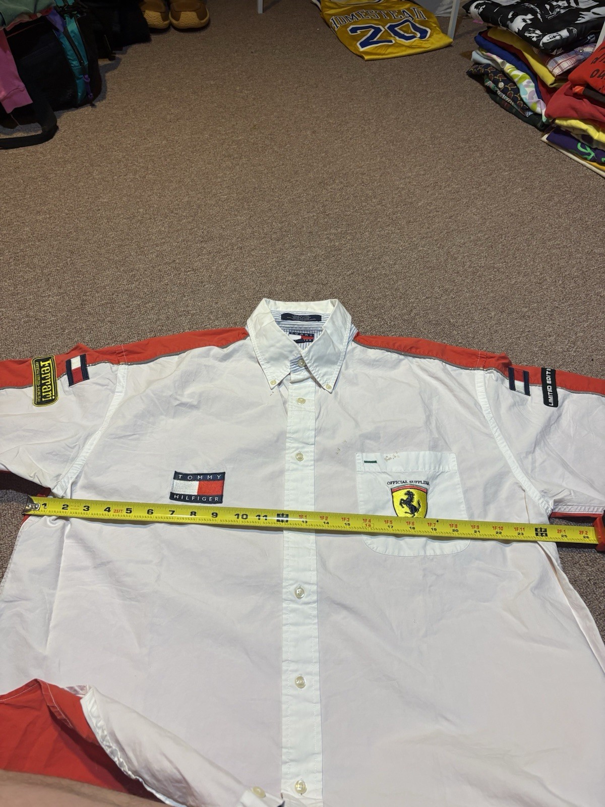 Vintage 2001 Tommy Hilfiger Ferrari Team Racing Put Crew Button Down Shirt