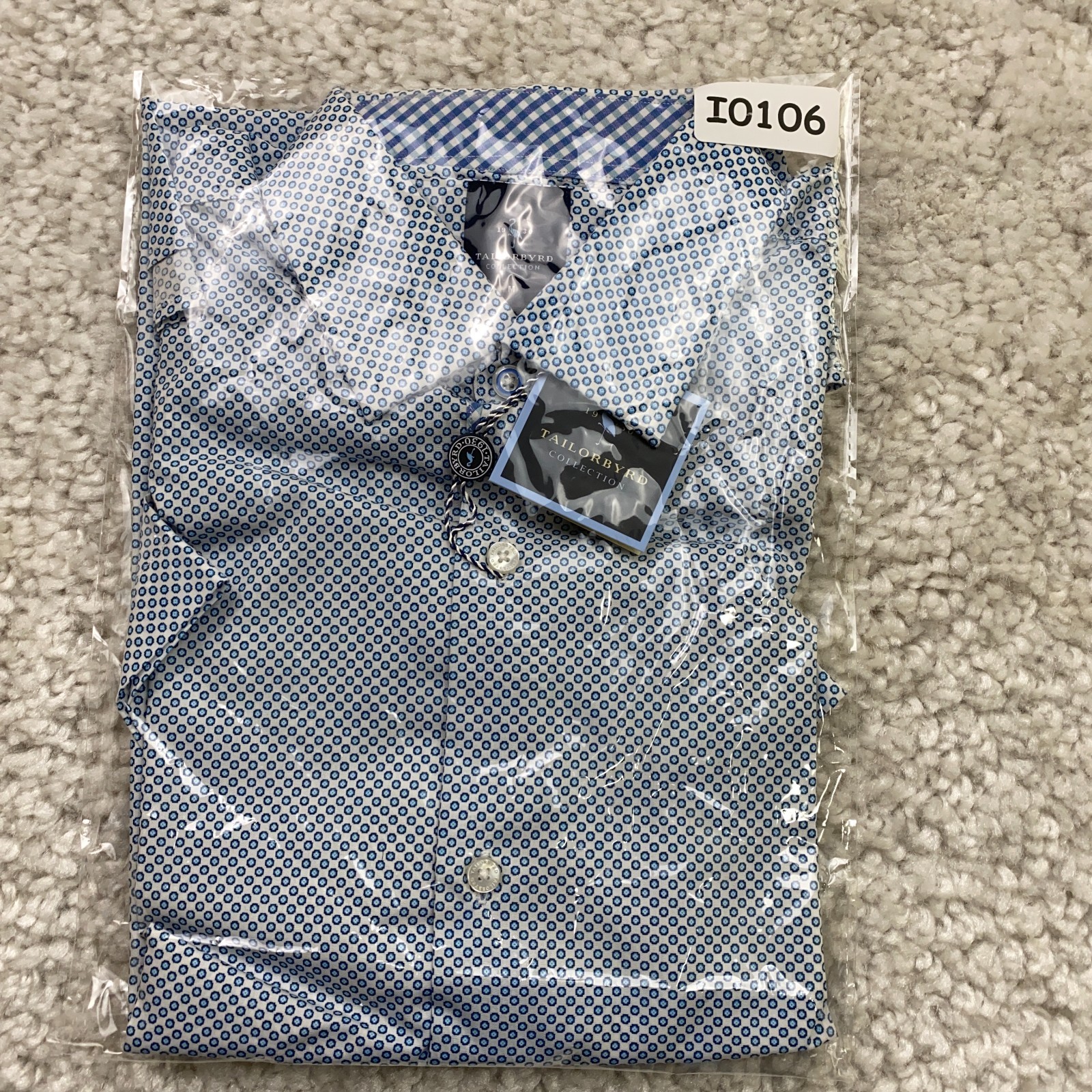 Tailorbyrd Mens Shirt Sz M Aqua Blue White Button Up Short Sleeve Cotton NWT