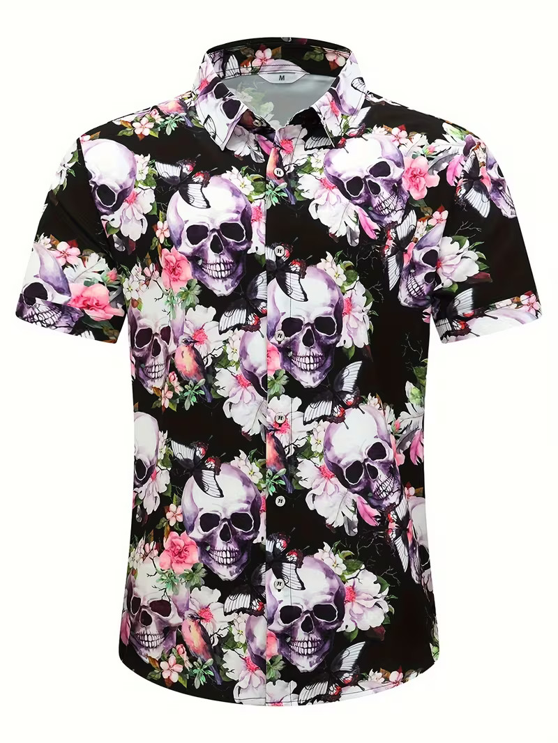 Pink Skull Hawaiian Shirt
