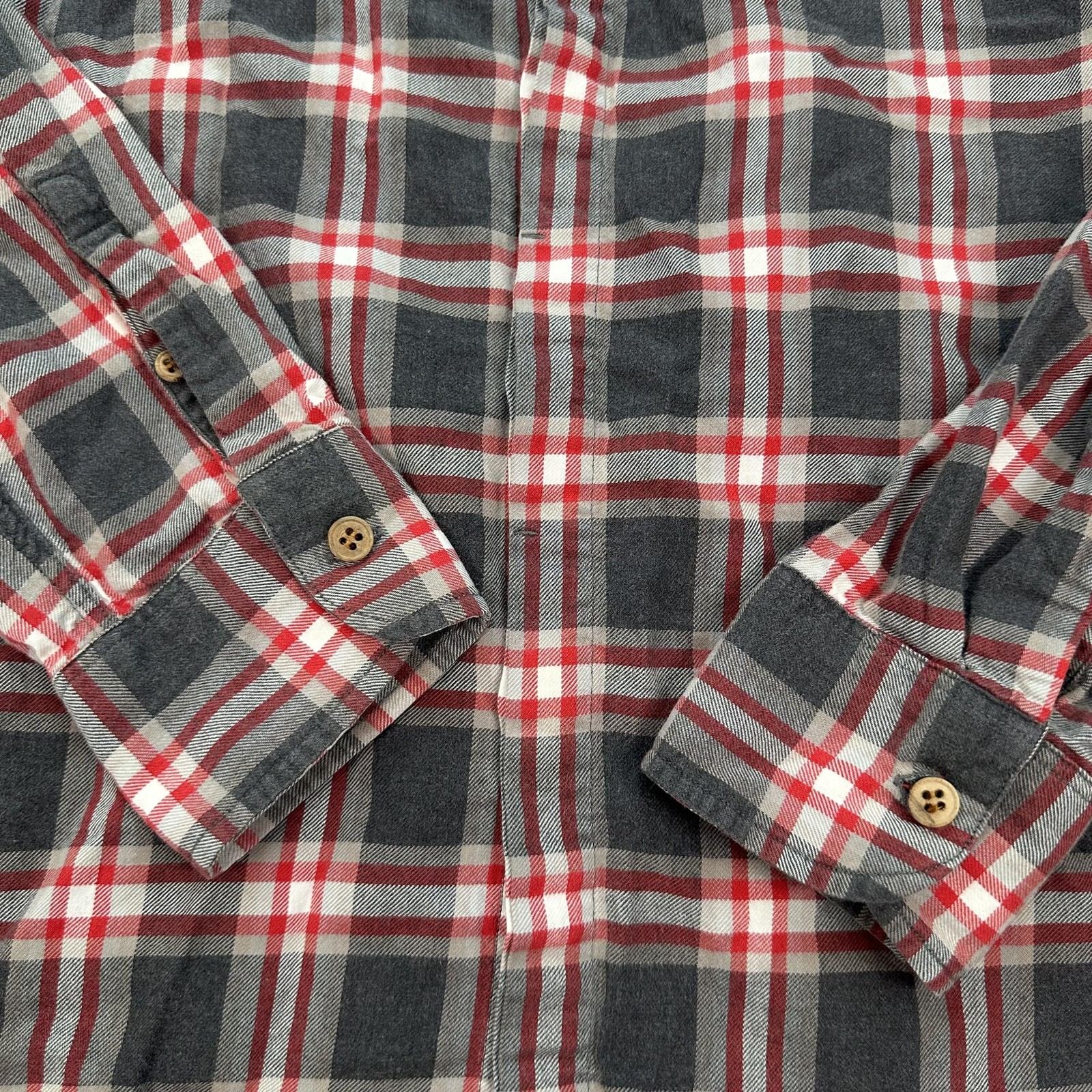 Levis Made & Crafted Shirt Mens Medium Gray Red Plaid Flannel Portugal Workwear