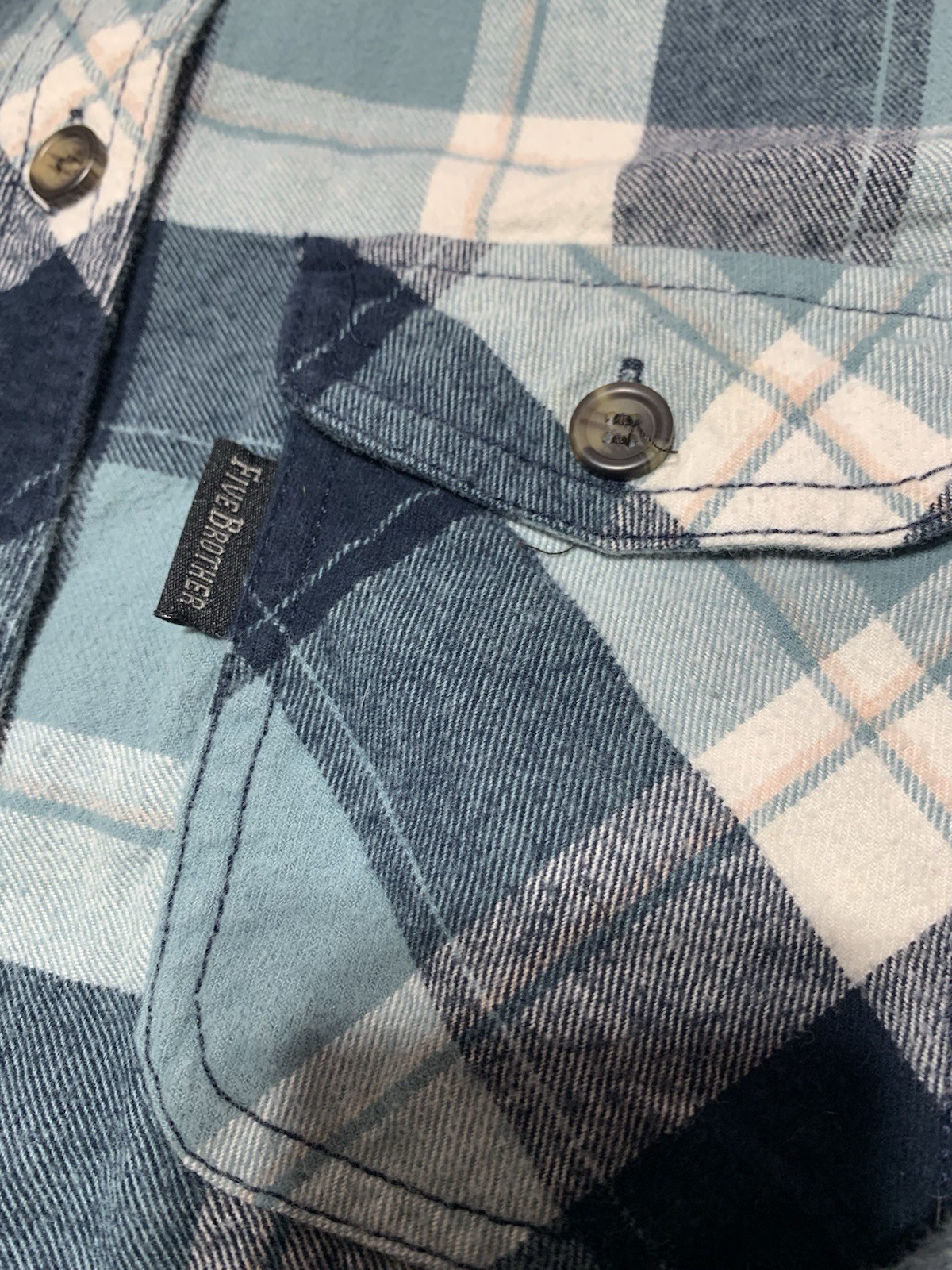 Vtg Five Brother Flannel Shirt Men XLT Tall Green White Plaid 80s 90s RARE