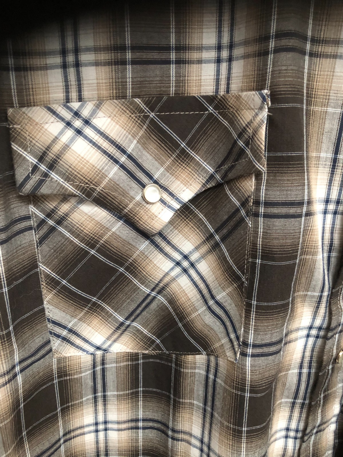 Ely Cattleman Western Shirt Mens XL Brown Plaid ShortSleeve Pearl Snap Rodeo VTG