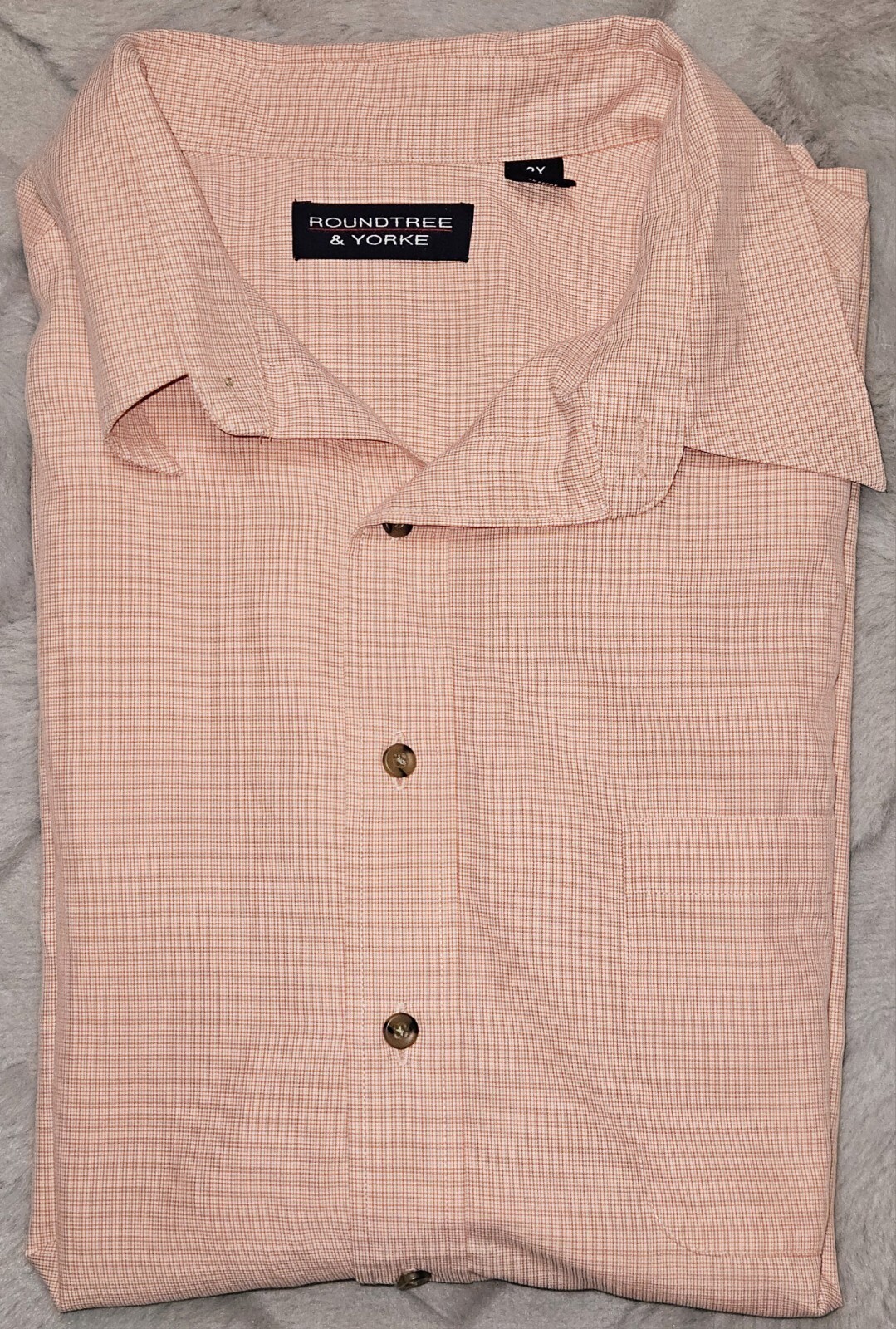 ROUNDTREE & YORKE Short Sleeve Shirt Modal-Polyester Blend Salmon Color size 2X