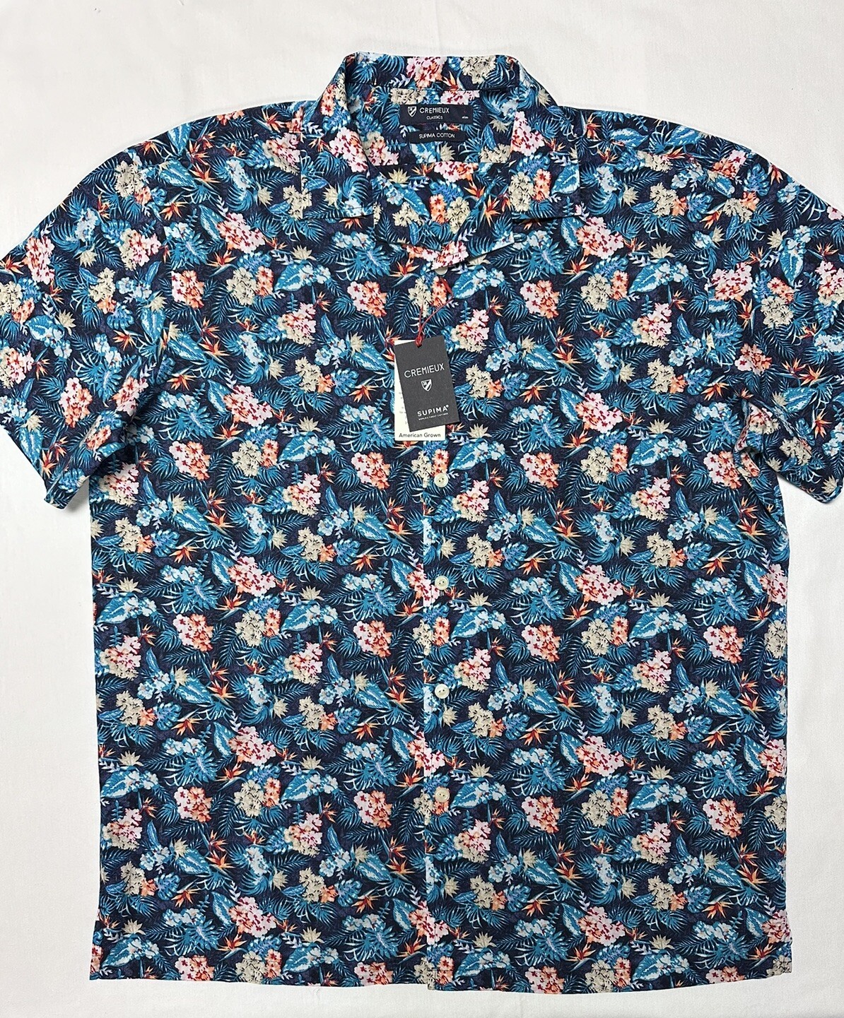 Daniel Cremieux Men Shirt XL Button 100% Supima Cotton Short Sleeve Tropical $75