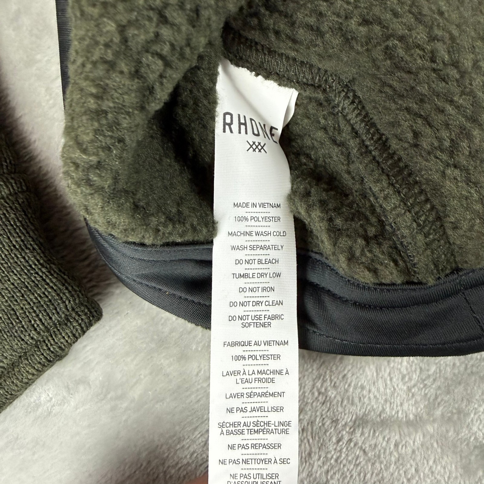 Rhone Fleece Shacket Mens Large Dark Moss Flap Pockets Snap Soft Warm $168 NWT