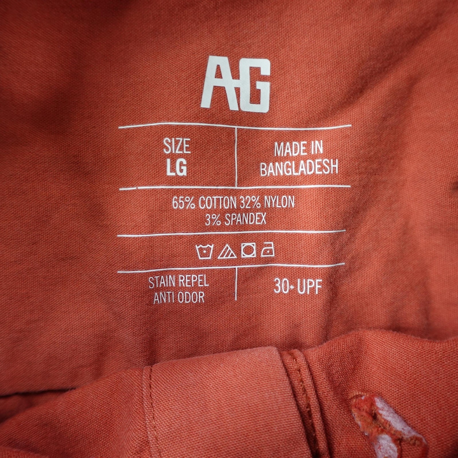 AG Gear Shirt Mens Large Orange Harvester UPF 30+ Button Up Outdoor Field Work