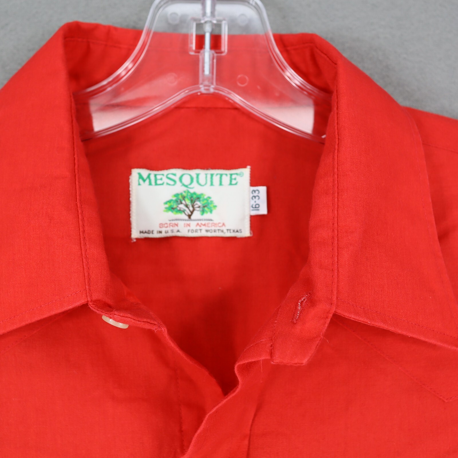 Vintage Mesquite Mens Western Button Down Shirt Snap 16×33 Red Rodeo USA Pearl