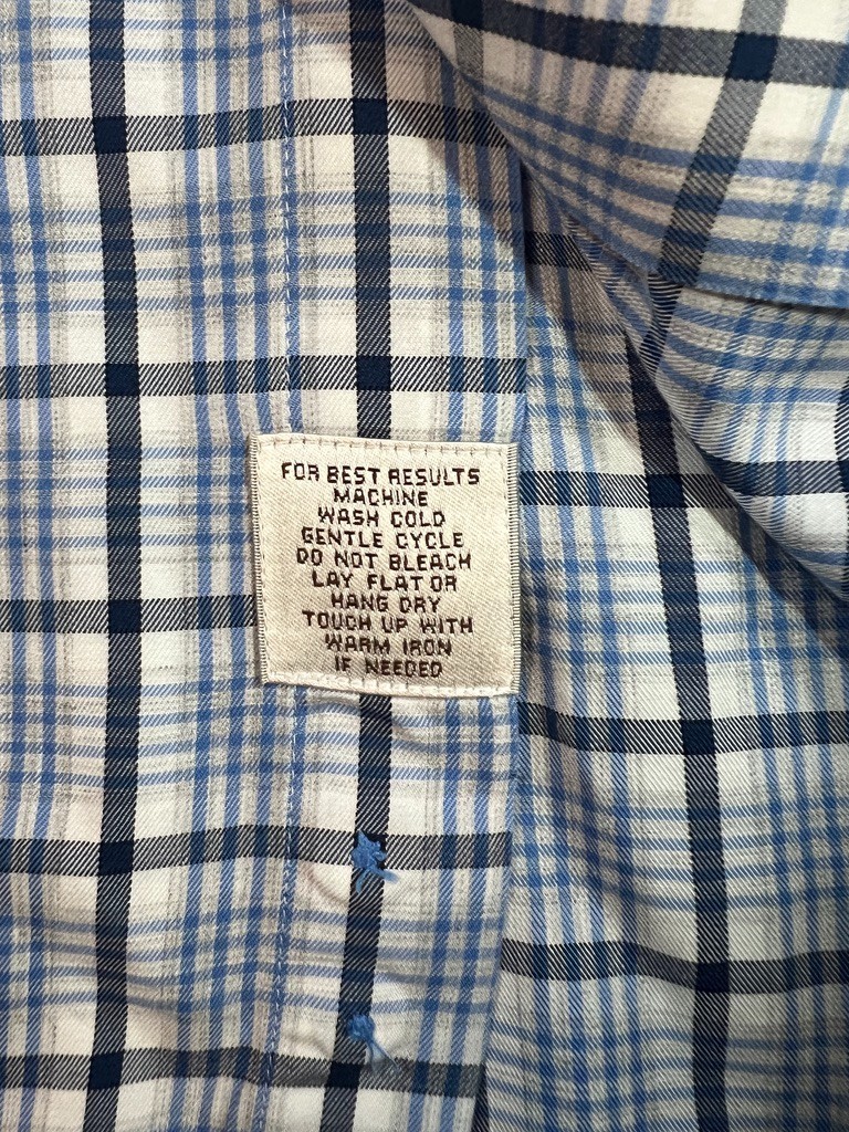 Peter Millar Men’s XXL Blue White Checkerd 100% Cotton Button Down Shirt