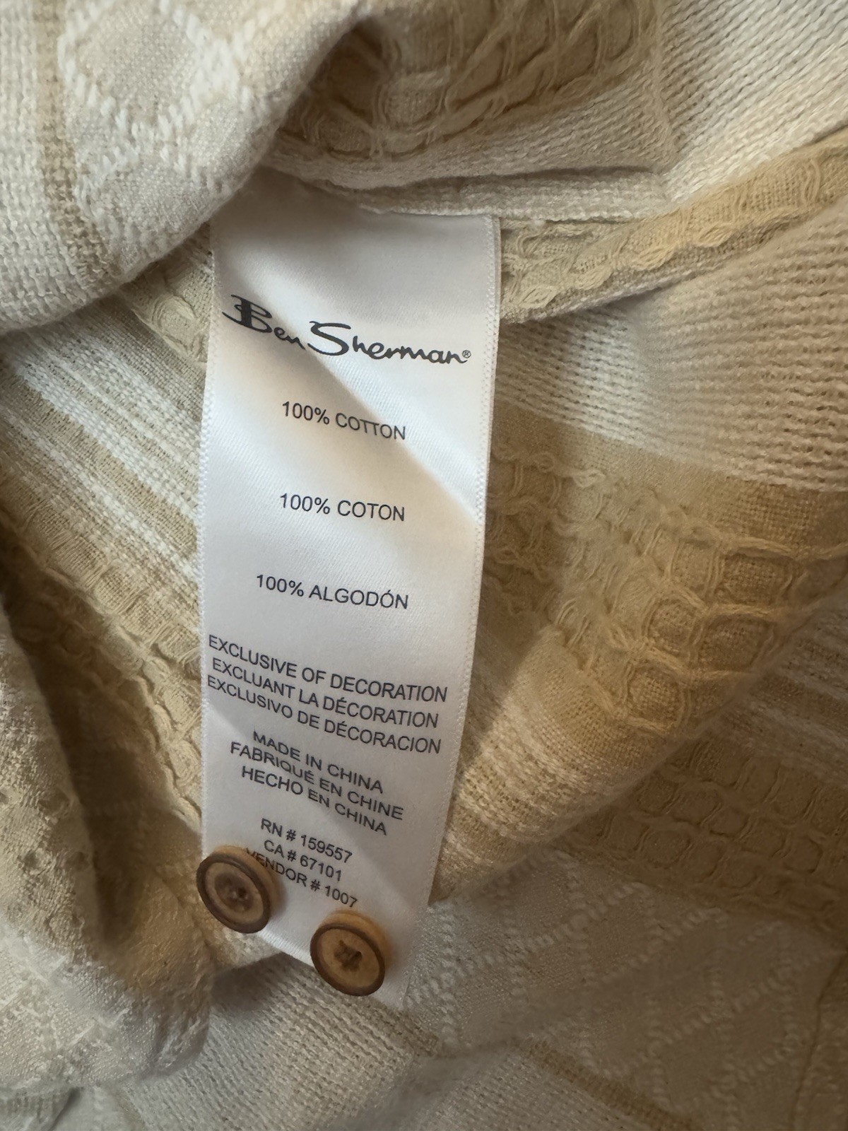 Ben Sherman Safari Short Sleeve Button Shirt BS25SW455 Beige Tan Cream Medium M