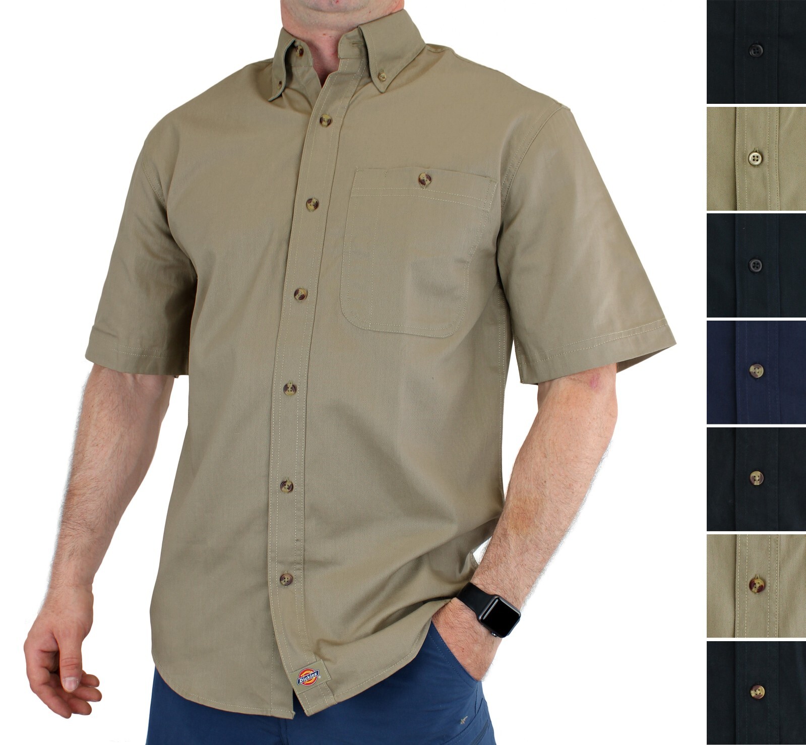 Dickies Men’s Work Shirt Short Sleeve Button-Down Collar, Front Pocket WS509BU